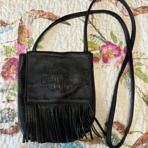 Small Harley Davidson, leather Crossbody black with beautiful fringe